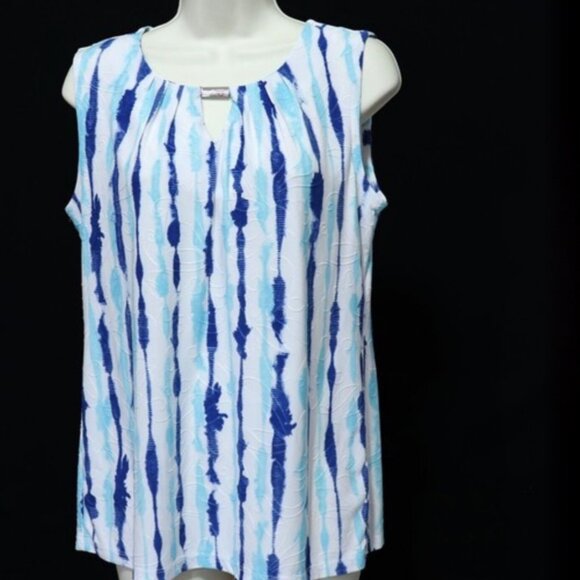 JM Collection Tops - Sleeveless Tank Top with Stripes Size M